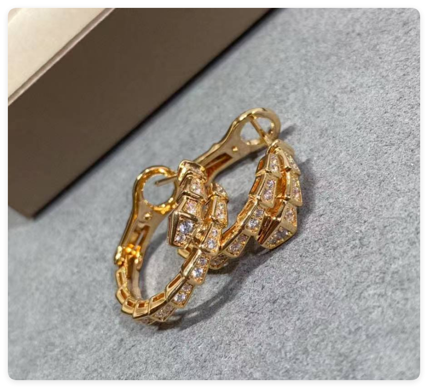 b*l*ai full-Di*m*nd snake earrings