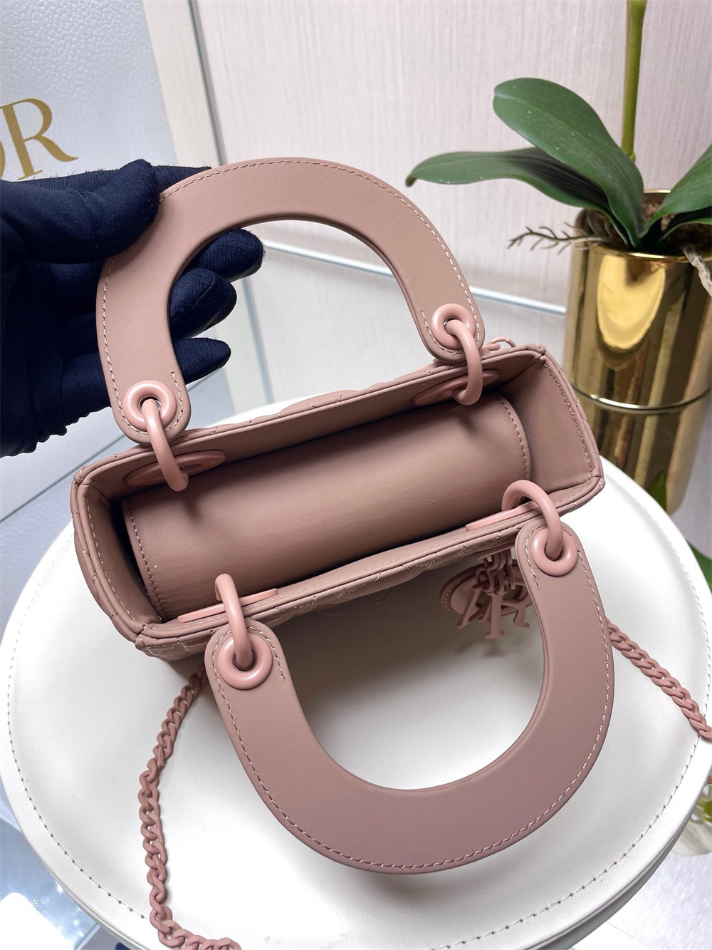 mini lady D*or bag 6.5 x 6 x 3 inches