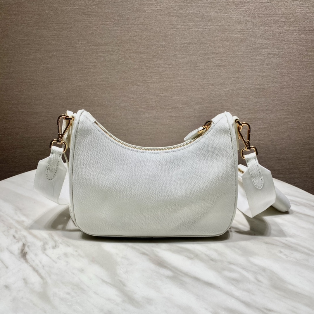 Pra*a re-edition 2005 saffiano leather bag white