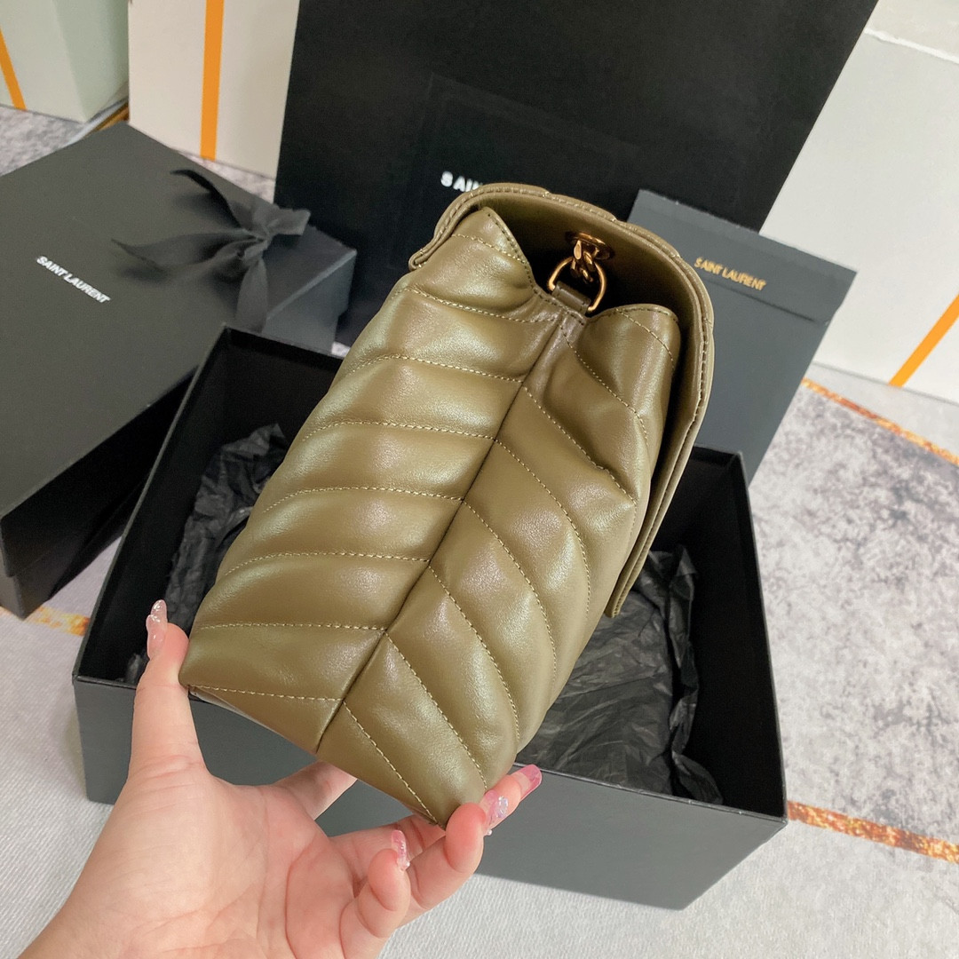 Y*L loulou medium in quilted leather 12.5 x 8.6 x 3.5 inches