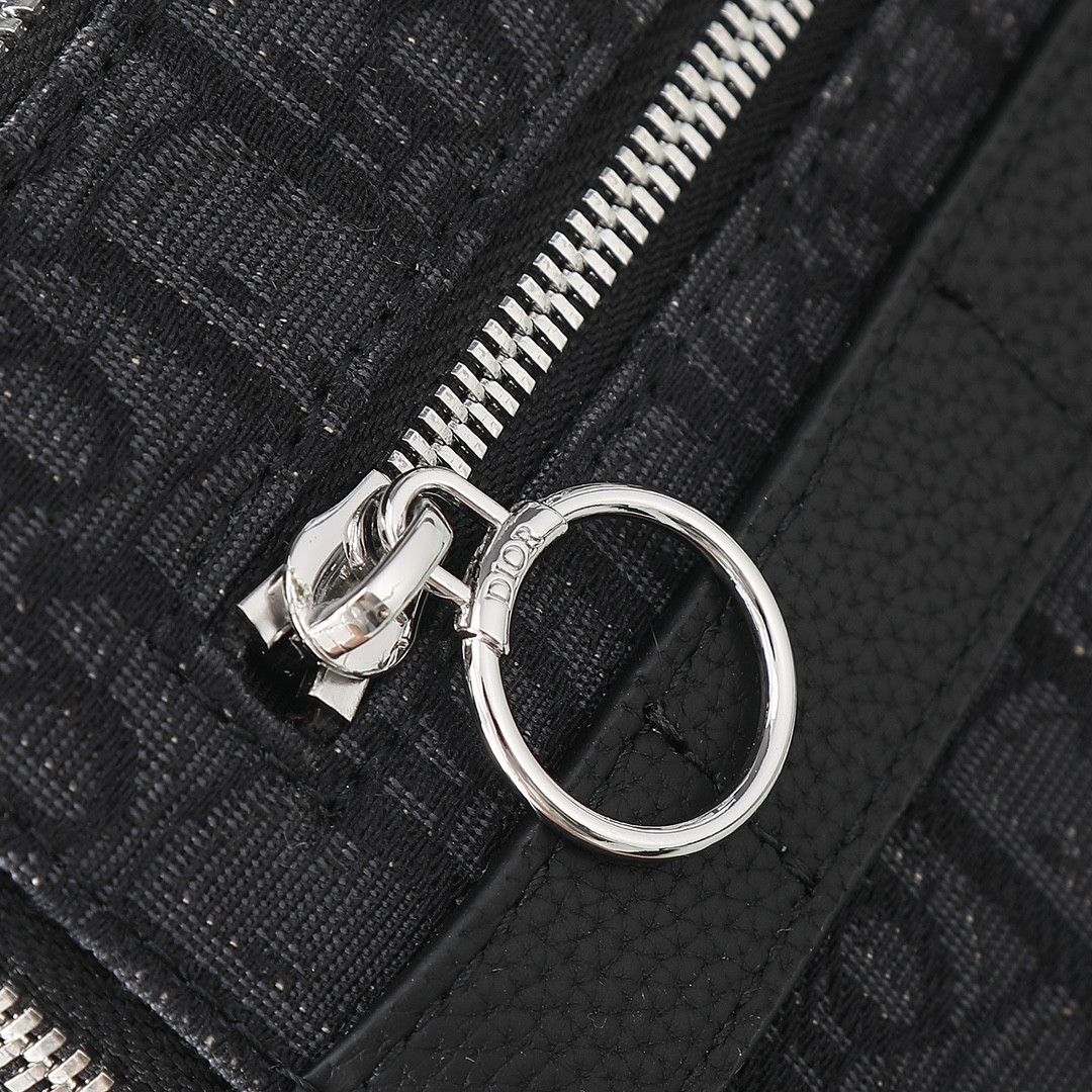 D*or safari bag with strap  black D*or oblique jacquard  8.5 x 6 x 2.5 inches