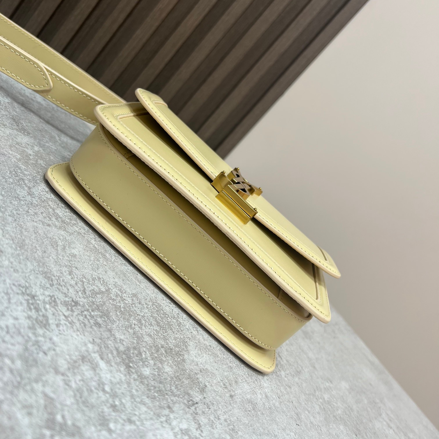 y*l solferino small satchel in box Sa**t Lau*nt yellow 7.4 x 5.1 x 1.9 inches