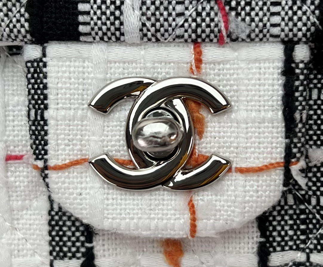 Ch*el mini classic 11.12 handbag tweed & silver-tone metal  4.7 × 7.8 × 2.3 in