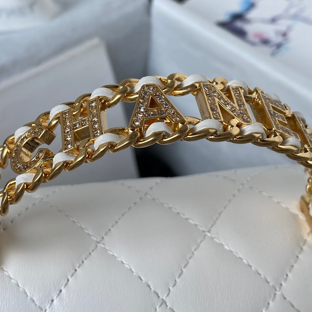 Ch*el mini classic handbag with top handle 12 × 20 × 6 cm