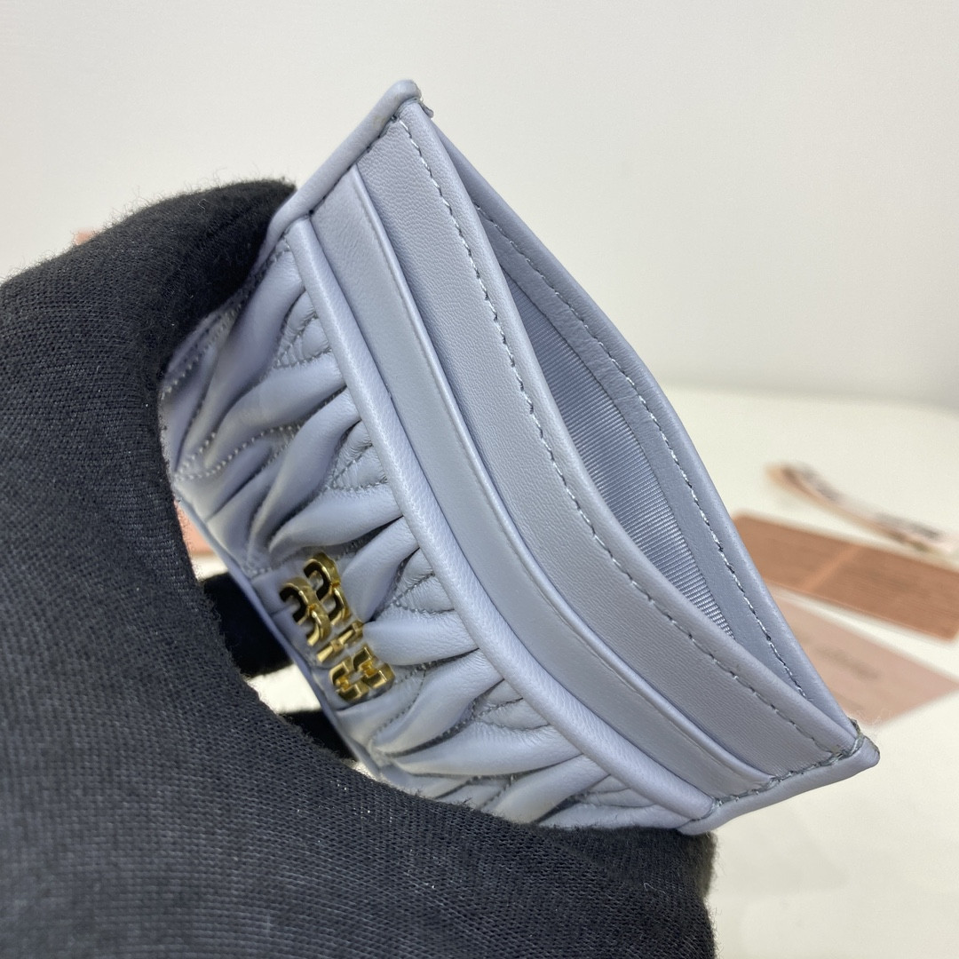 Miu Miu Matelassé nappa leather card holder 8x10.5cm