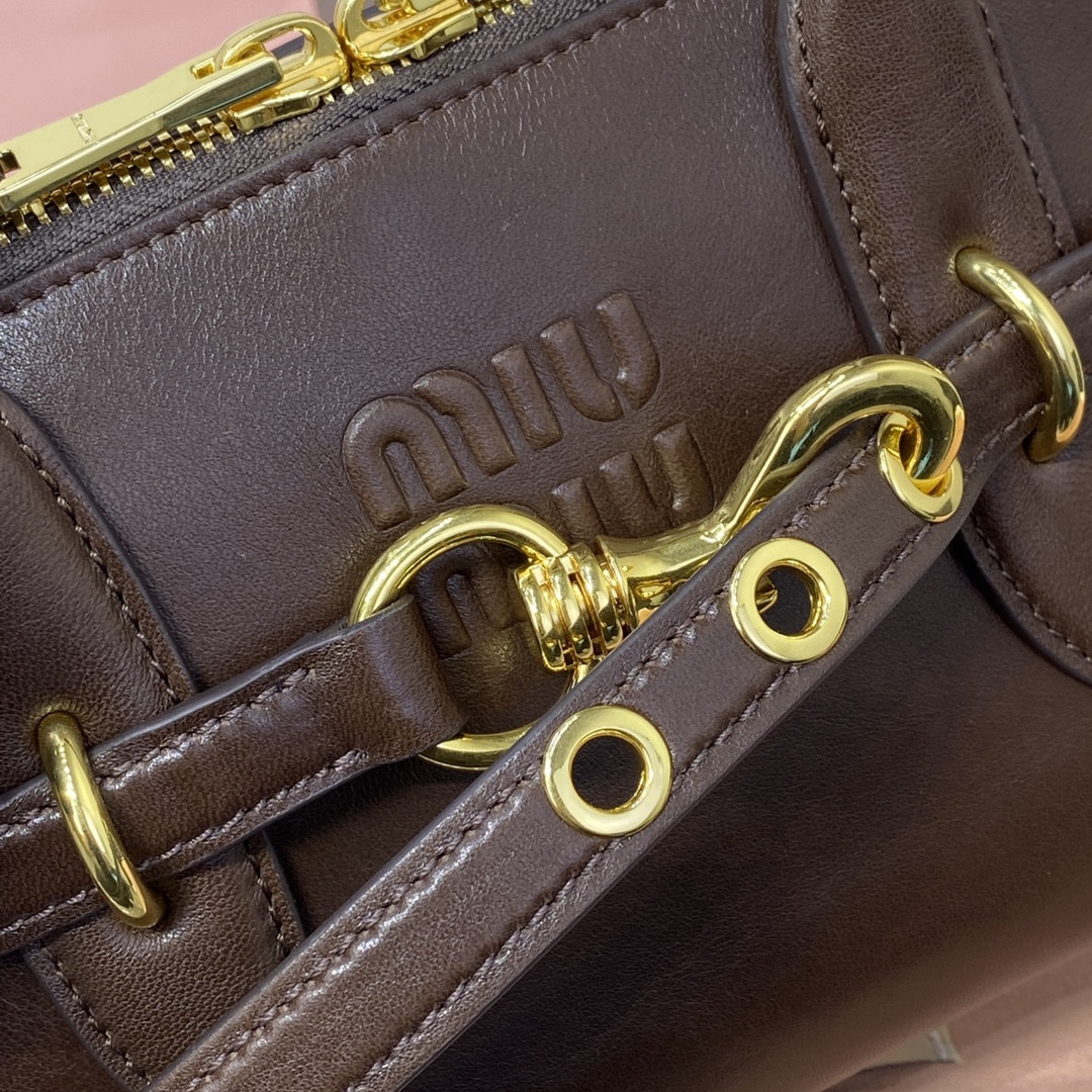 Miu Miu Aventure nappa leather top-handle bag 17x33x11cm