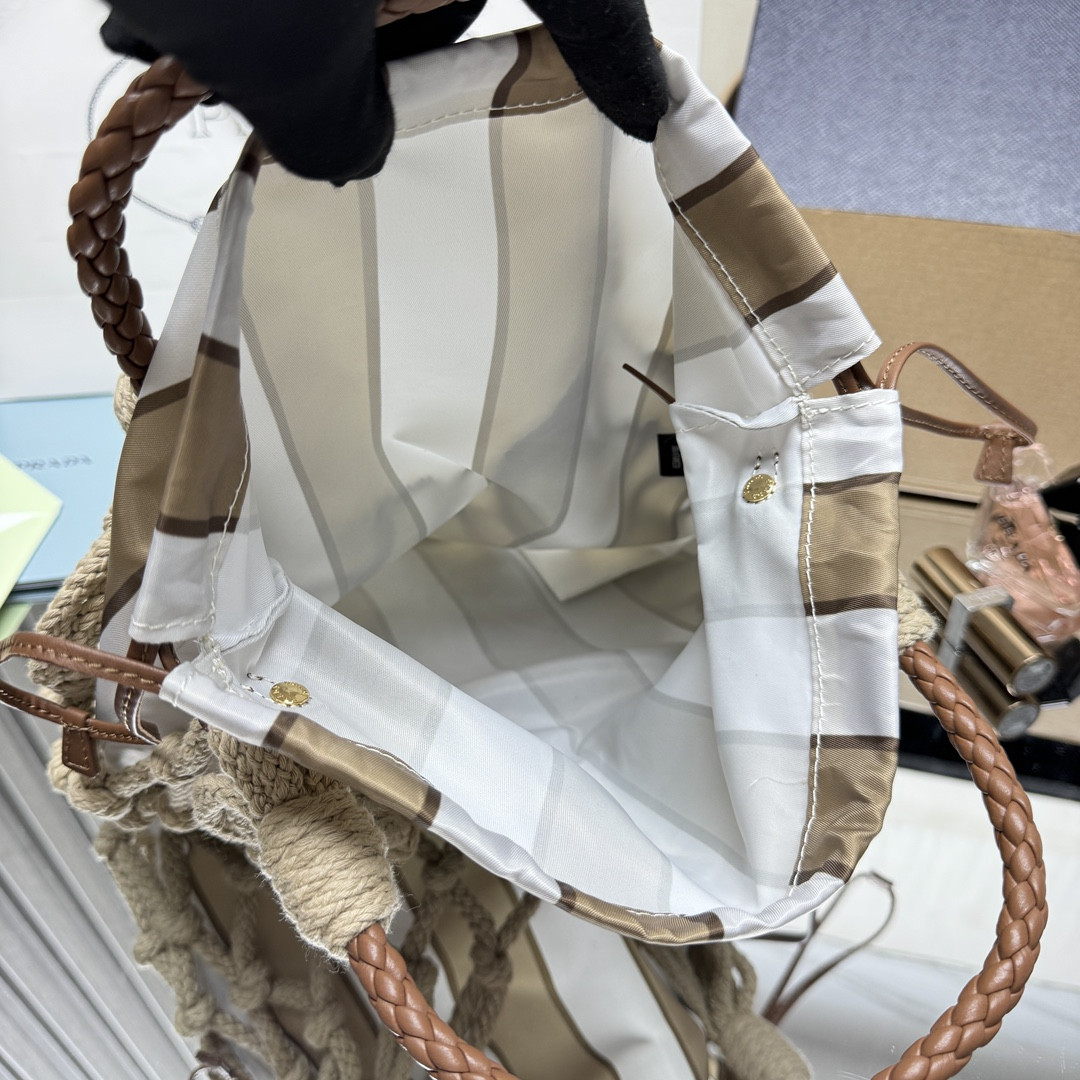 Pra*a noué medium cotton macramé bag 37x30cm